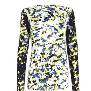 Peter Pilotto for Target Yellow and Blue Floral Graphic Long Sleeve Tee